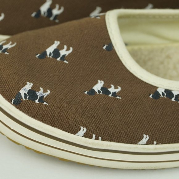 LL Bean Canvas Dog Print Sherpa‎ Lined Slip On Sneaker Shoes Size 7.5 - Picture 2 of 9